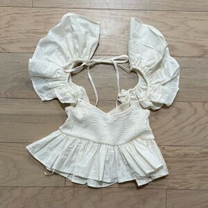 Zara ruffle shoulder tie-back top